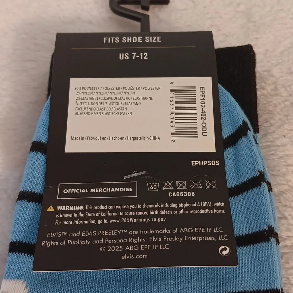 Elvis Presley Blue Striped Socks